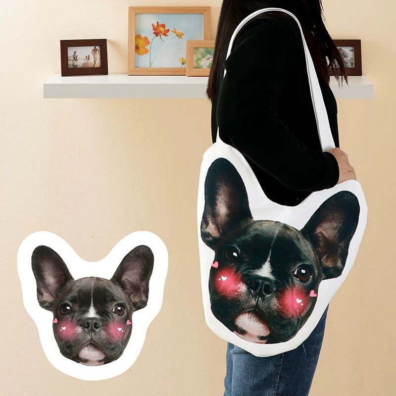 Custom Pet Shape Tote Bag,  Personalized Canvas Bag Form Dog or Cat Photo