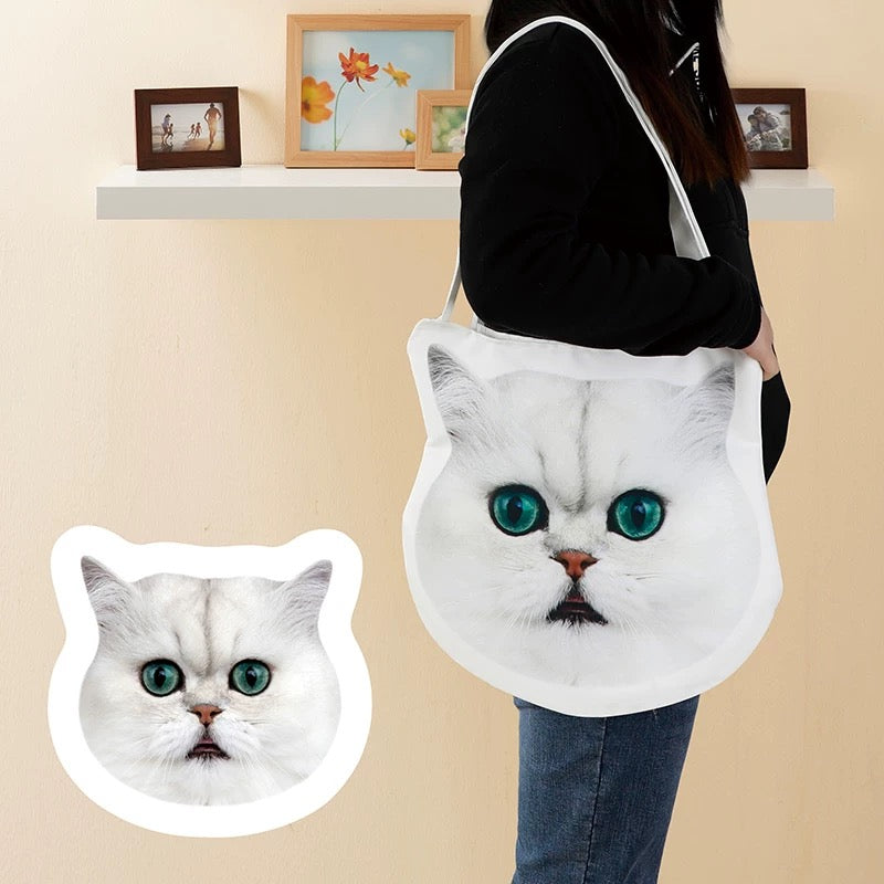 Custom Pet Shape Tote Bag,  Personalized Canvas Bag Form Dog or Cat Photo