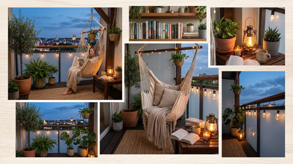 Balcony retreat with hammock chair 202605231851